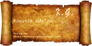 Kosztik Géza névjegykártya